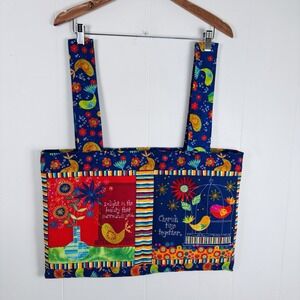 Handmade Quilted Bright Colorful Tote Bag Flowers Birds and Positive Messages‎